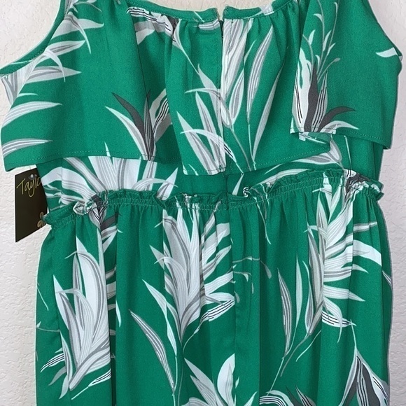 Taylor Green Tropical Print Palm Leaves Tiered Dress Size 6 - Picture 8 of 9